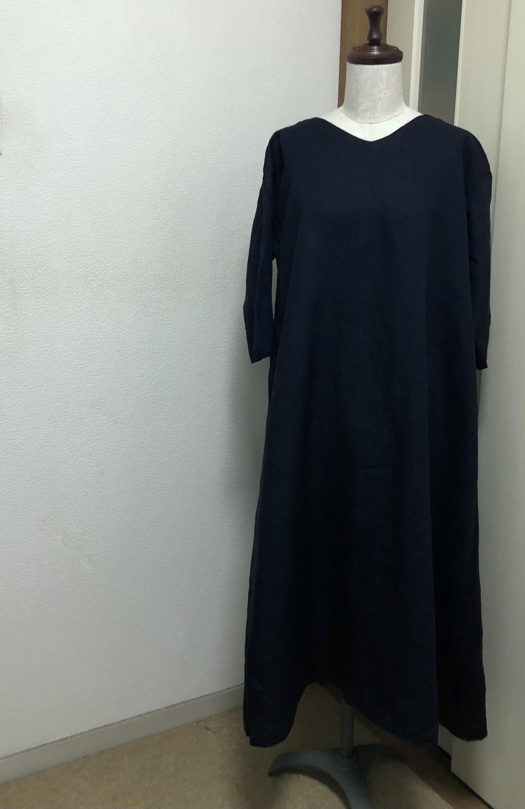 リネン Aラインワンピース(七分袖) 4,872円