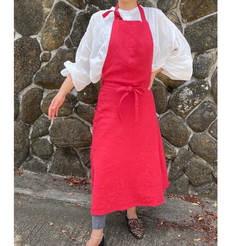 17カラー 肩こりしらずのエプロン カンパーニュリネン アンティーク感　リネン　麻