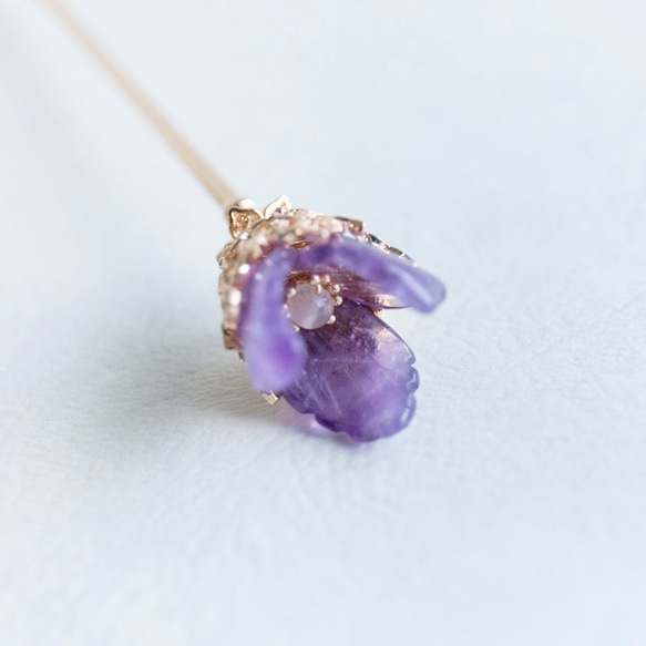 シュシュ ヘアゴム パワーストーン ローズクォーツ×瑪瑙