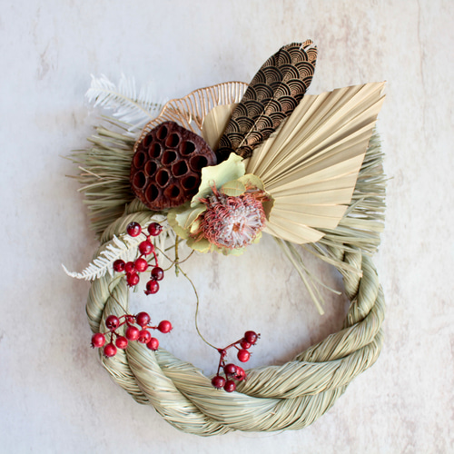 しめ縄】男前なドライフラワーのしめ縄リース しめ縄・しめ飾り