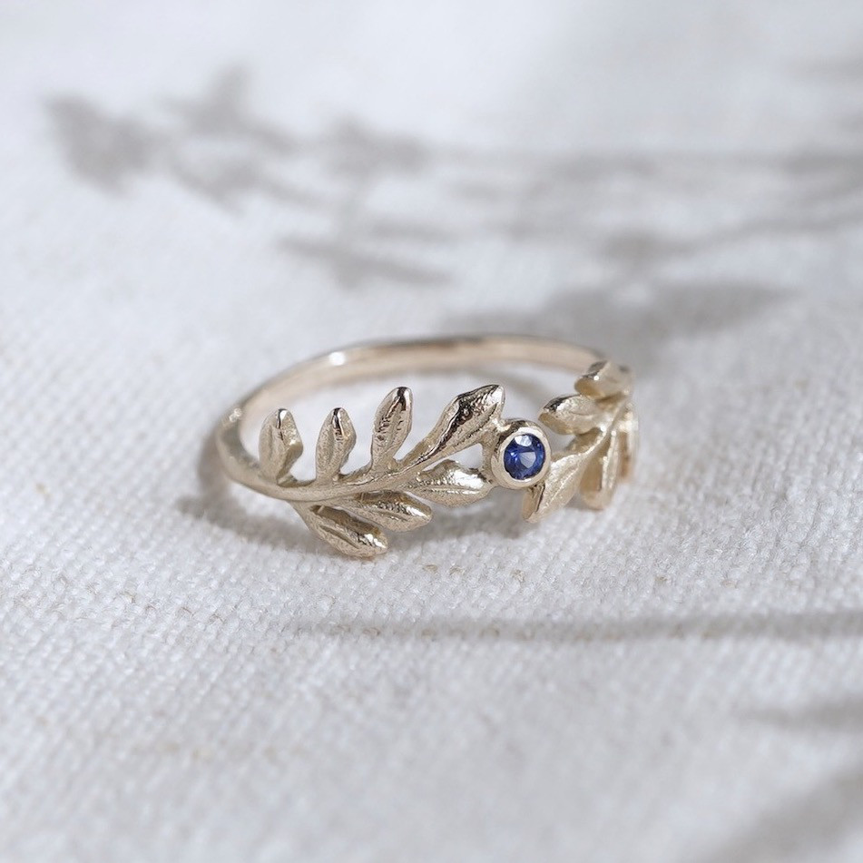 Foliage birthstone ring [R100K10(BS)]