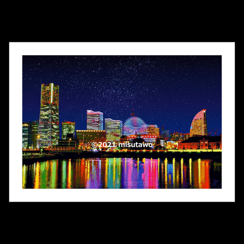 アートポスター】横浜 みなとみらいの夜景（作品No.279） 写真