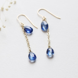 14Kgf 藍晶石天然石鏈耳環/耳環 --Swing 藍色-- 第1張的照片