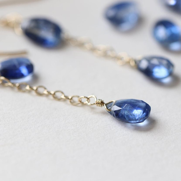 14Kgf 藍晶石天然石鏈耳環/耳環 --Swing 藍色-- 第2張的照片