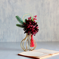 選べる2色【菊の造花付き】コロンと丸いゴールドワイヤーフラワーベースの投げ入れ 8枚目の画像