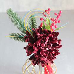 選べる2色【菊の造花付き】コロンと丸いゴールドワイヤーフラワーベースの投げ入れ 18枚目の画像