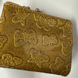 【訳あり】コンパクトなのに大容量な二つ折り財布 エレガントな大人かわいい がま口財布《イエロー》CU218YE 7枚目の画像