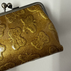 【訳あり】コンパクトなのに大容量な二つ折り財布 エレガントな大人かわいい がま口財布《イエロー》CU218YE 6枚目の画像