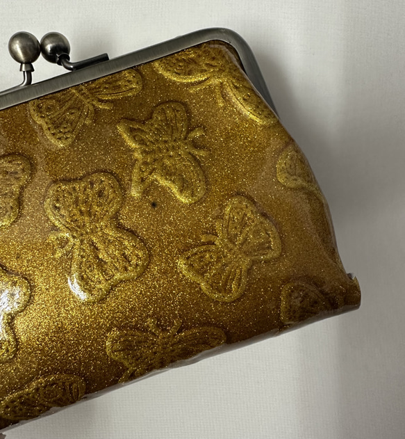 【訳あり】コンパクトなのに大容量な二つ折り財布 エレガントな大人かわいい がま口財布《イエロー》CU218YE 6枚目の画像