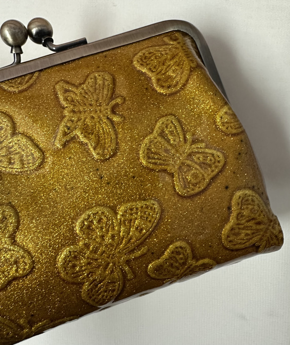 【訳あり】コンパクトなのに大容量な二つ折り財布 エレガントな大人かわいい がま口財布《イエロー》CU218YE 8枚目の画像