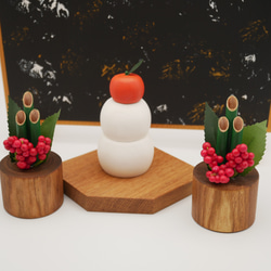 ちいさな木筒の門松 miniサイズ　２個セット（縁起の良い木　エンジュ） 5枚目の画像