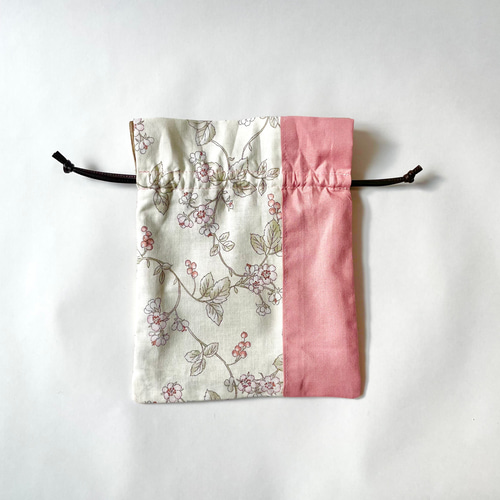 フリルが可愛い切り替え巾着ポーチ フラワーピンク 巾着袋 anon 通販