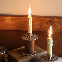 クリスマスにも♪古い工業系糸巻のキャンドルテーブルライト卓上照明｜ヴィンテージインダストリアルスプールテーブルランプ 5枚目の画像