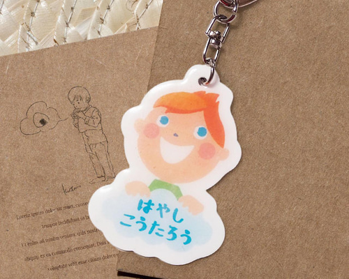 オーダーメイド 似顔絵】お名前キーホルダー ブローチ オリジナル