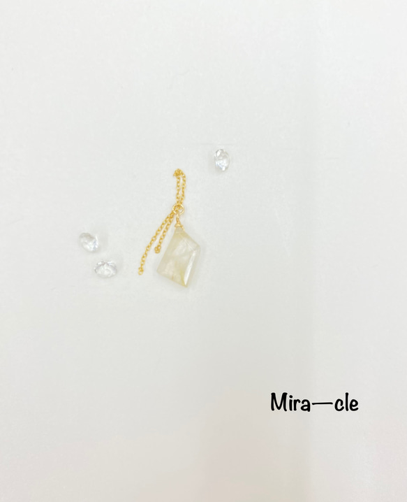 14kgf★天然石【ルチルクォーツ】ネックレスチャーム ～Mira-cle～ 1枚目の画像