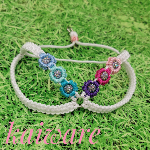 パラコードリード＆首輪 ❁ひまわり❁ イエロー×グリーン №052 パラ