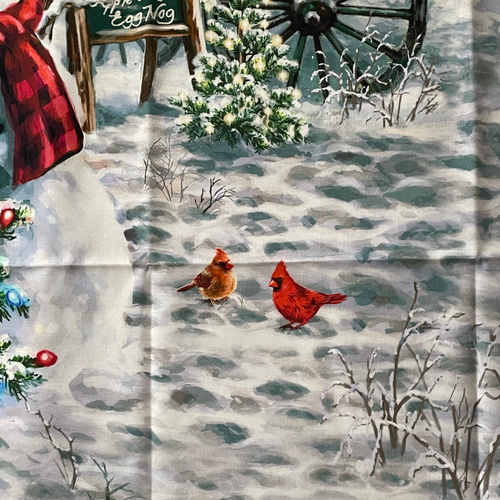 ☆クリスマス タペストリー☆US ＊雪だるまとホットチョコレート屋さん