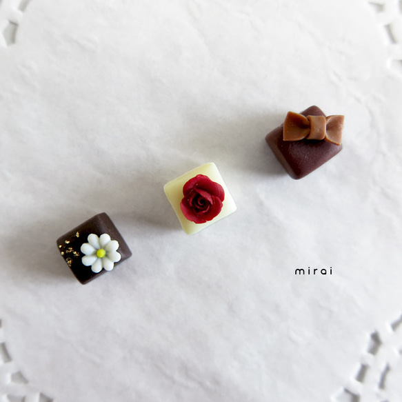 選べる一粒チョコレートピアス/イヤリング 3個セット　p-0600シリーズ 6枚目の画像