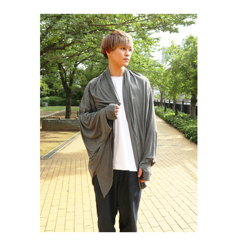 ユニセックス 魔法の大きなローブUVカットカーデ 杢 グレー  