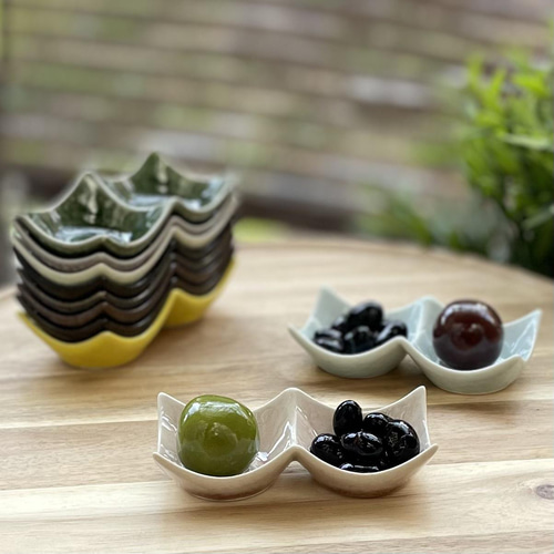 ハンドメイド　木製　二連薬味入れセット Amazon｜食器 仕切り皿 小皿 醤油皿 2枚セット 薬味皿 仕切皿