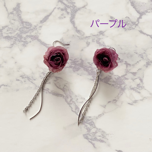 薔薇ピアス∗*゜/プリザーブドフラワー プリザーブドフラワーピアス（イヤリング）／アンティーク