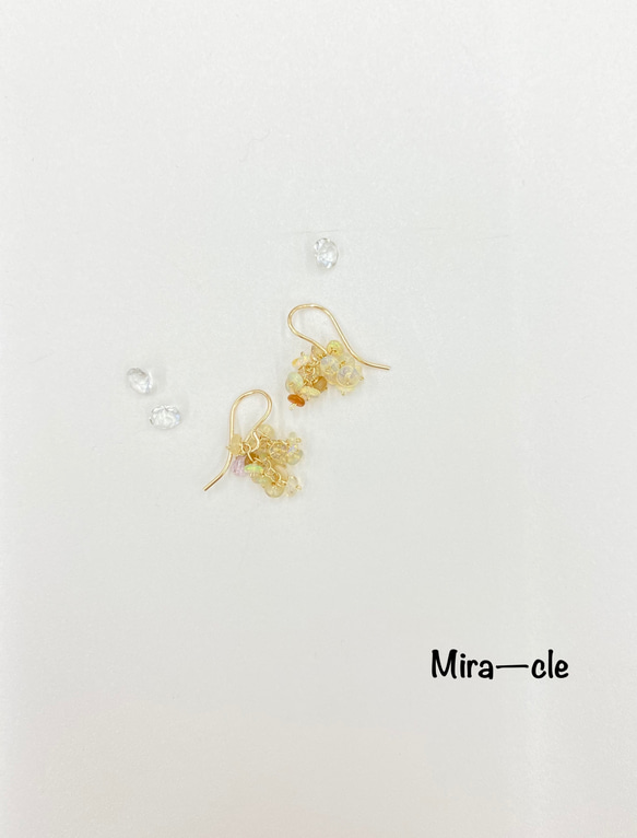14kgf★天然石【オパール】ピアス ～Mira-cle～ 1枚目の画像