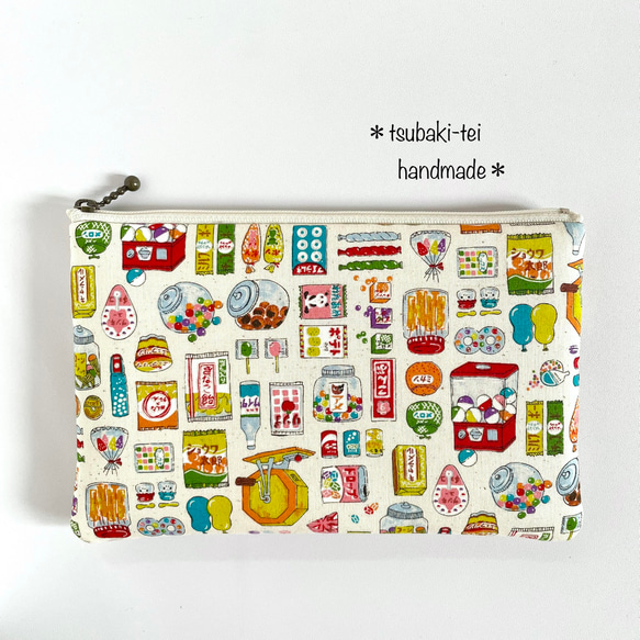 昭和レトロ＊＊駄菓子屋さんふかふか＊フラットポーチ＊お薬手帳入れ