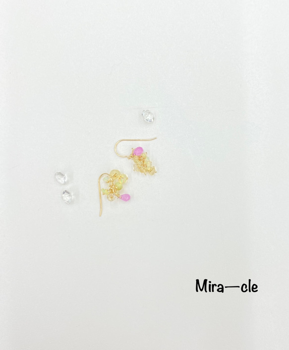 14kgf★天然石【オパール×サファイア】ピアス ～Mira-cle～ 1枚目の画像