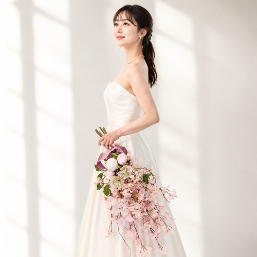 桜 ふわり】桜 ウェディングブーケ 生花に見える 高級造花 和装 結婚式