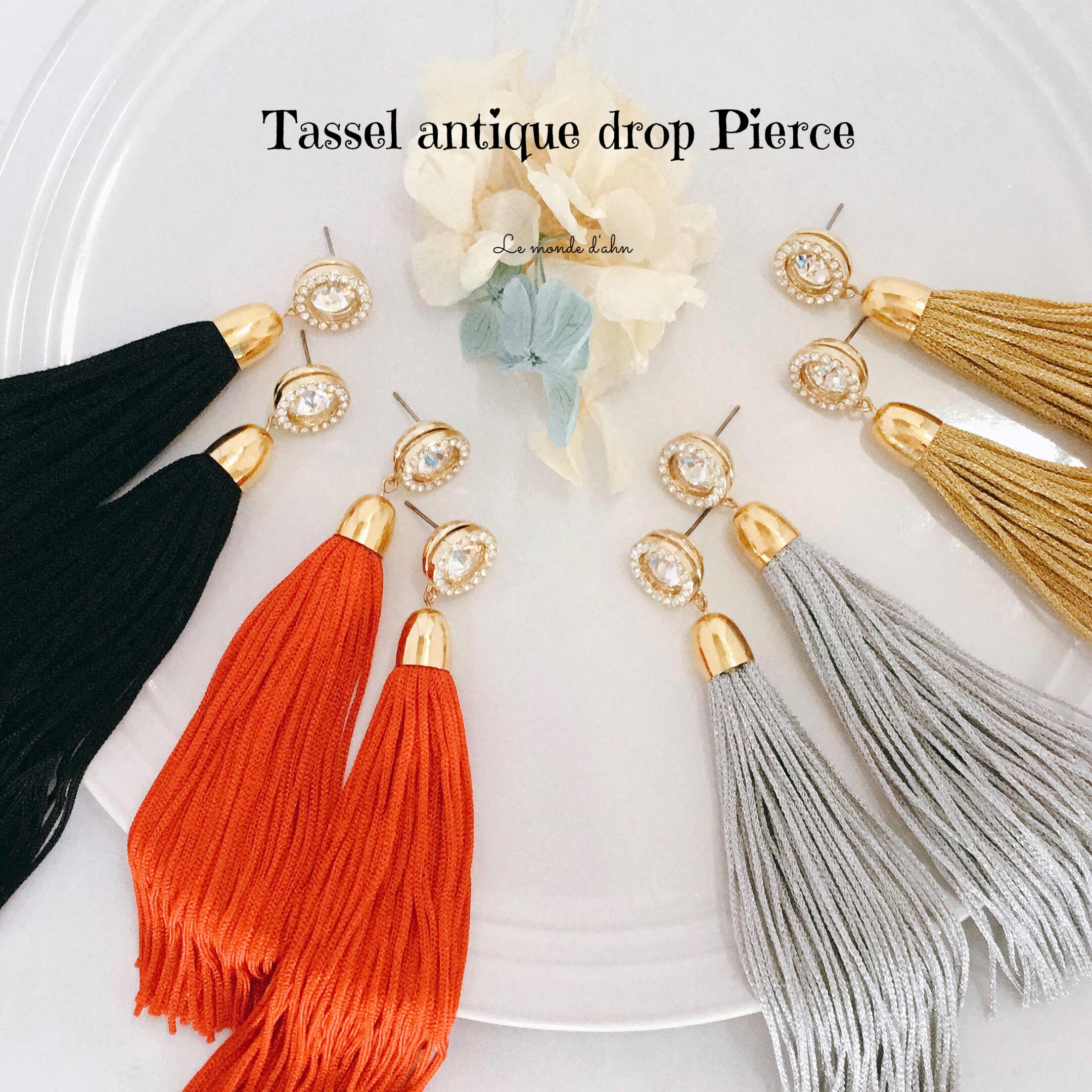 Swarovski アンティーク タッセル ドロップ ピアス