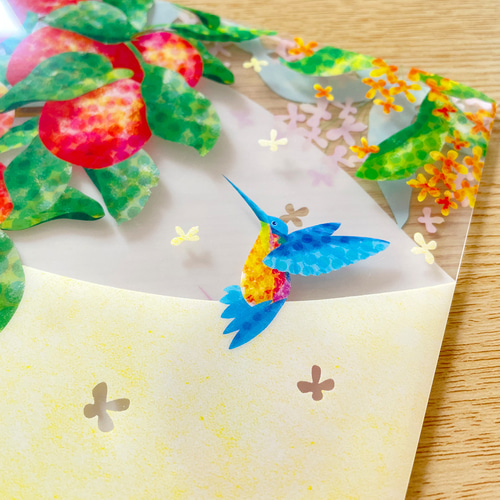 花とハチドリのクリアファイル〈A5サイズ〉書類整理 マスクケース