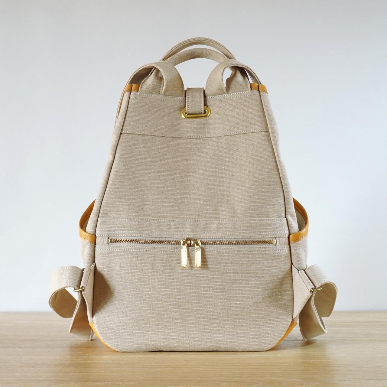 バゲット / アイボリー 【10ポケット】【2way】【受注制作】 帆布バッグ