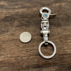 摩托車鑰匙圈/925銀藍黃玉/男士銀飾配件/騎行者/男士禮物/kc02 第6張的照片