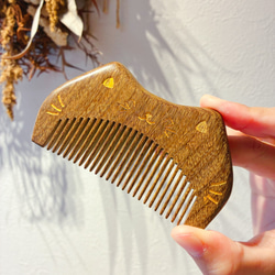 高級黒檀木 くし 木製櫛 両面彫刻 龍と鳳凰【桃太郎】お守り