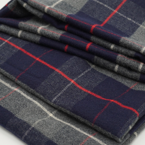 超早割祭2024】綿100%スヌード＊大柄ネイビー×グレーチェック＊播州織  