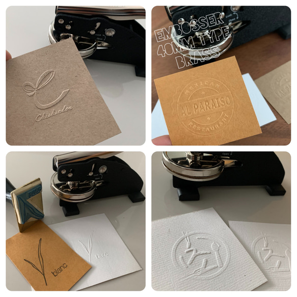 真鍮エンボススタンプ　フルオーダー可能　真鍮プレートシャイニー エンボッサー Embossing Seal 7枚目の画像