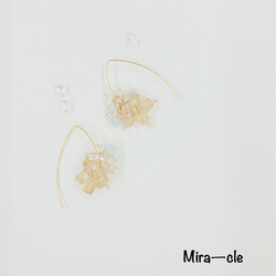 14kgf★天然石【フローライト×水晶】ピアス ～Mira-cle～ 1枚目の画像