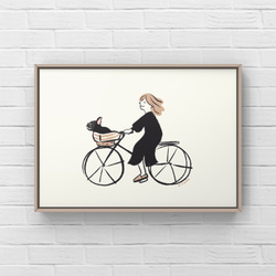 フレンチブルドッグ【自転車】A4イラストポスター　犬　うちの子 2枚目の画像