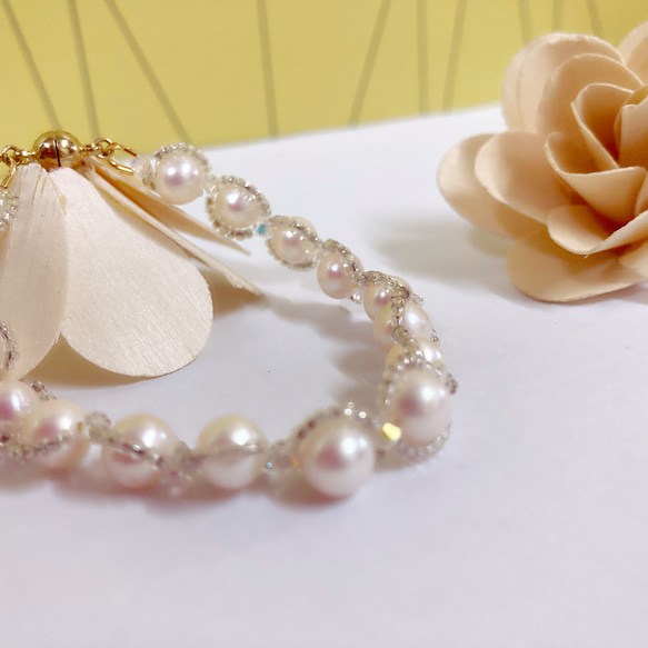 (HK$450）手作淡水珍珠手鍊/Handmade Fresh Water Pearl Bracelet 第3張的照片