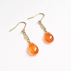 カーネリアン【Carnelian】 可憐なひと粒ピアス 2枚目の画像