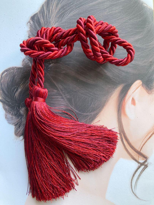 ワイヤーロープタッセル ポニーヘア　和装ヘア　花嫁髪飾り 1枚目の画像