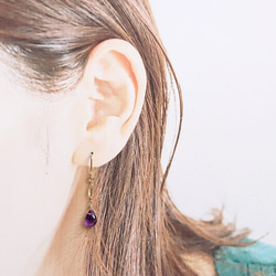 [Amethyst] 紫水晶可愛單隻耳環 第5張的照片