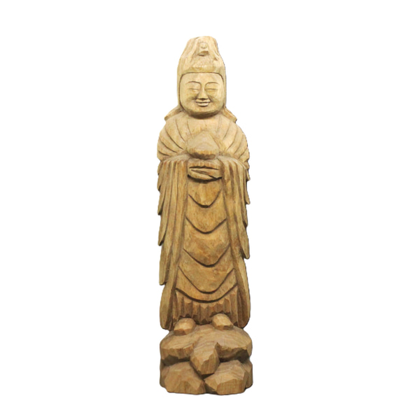 受注製作:弁財天立像(高さ:25cm)仏像 円空仏 摸刻 木彫 受注製作:弁財天立像(高さ:25cm)仏像 円空仏 摸刻 木彫