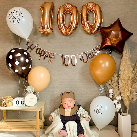 【特集掲載】男の子♥ベビークラウン＆スタイセット ハーフバースデー お食い初め 1歳 誕生日 出産祝い 100日 2枚目の画像