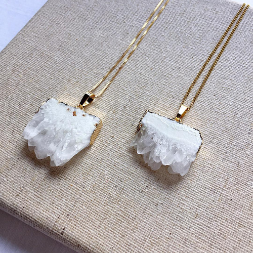 一点物】ホワイトアゲートの結晶ネックレス 14kgf 天然石