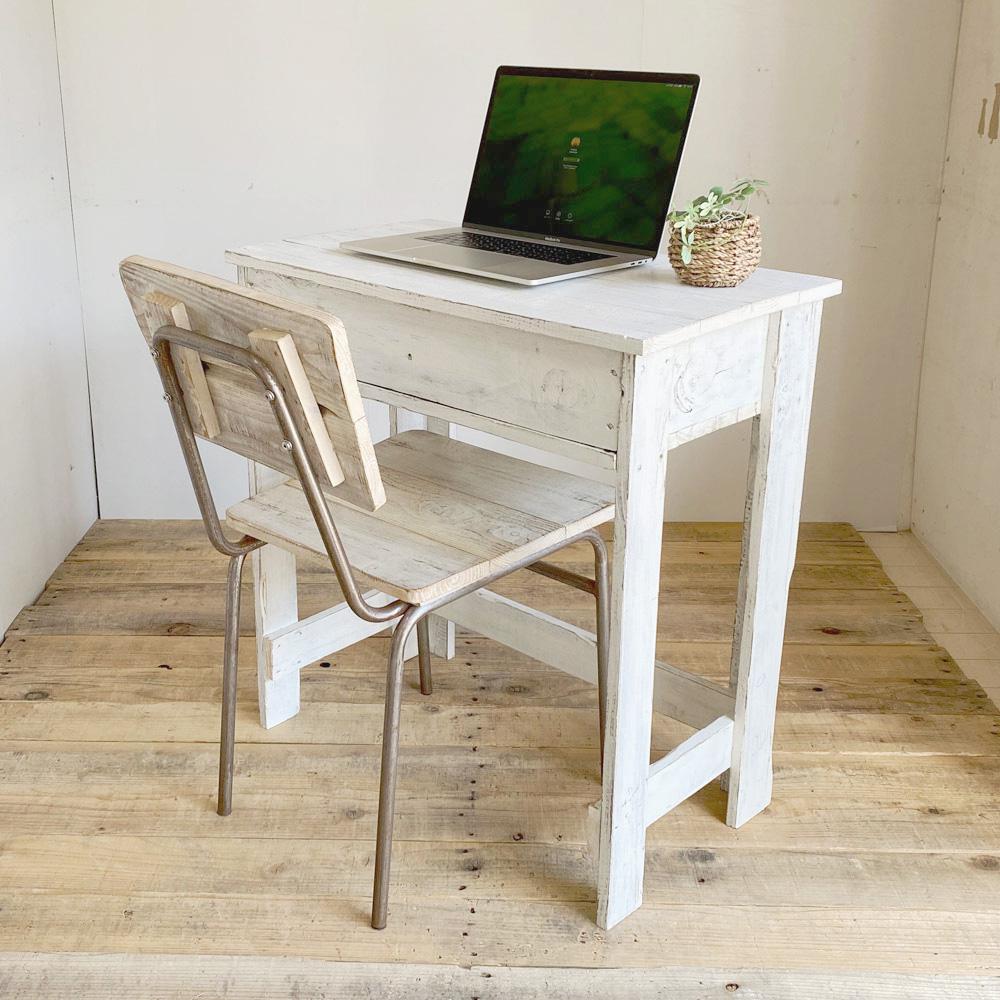 リサイクルウッド☆ボックスデスク ホワイト