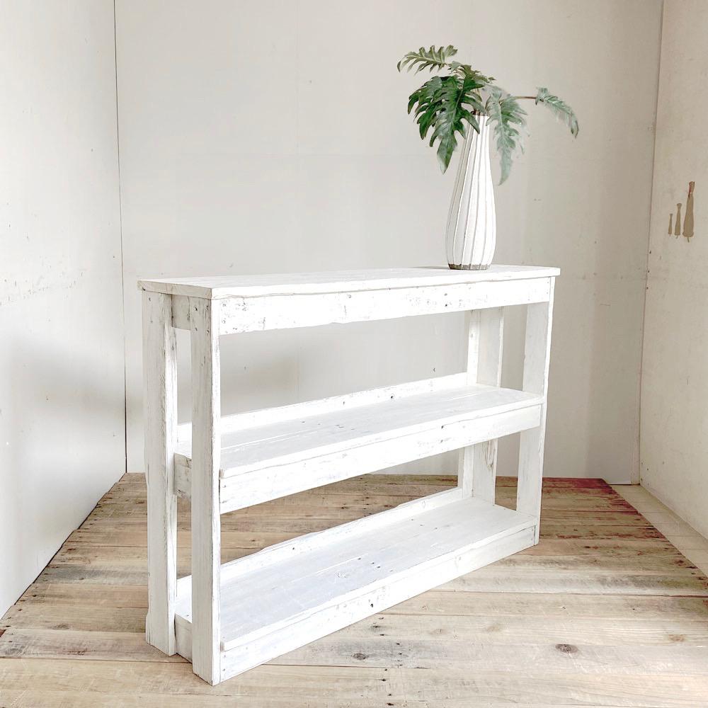 リサイクルウッド☆幅110cmキャビネット 薄型 ホワイト