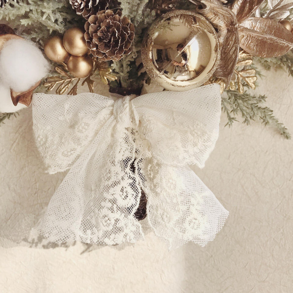 〜Christmas tree Wreath〜 ＊クリスマスツリーのリース＊ ゴールド 5枚目の画像