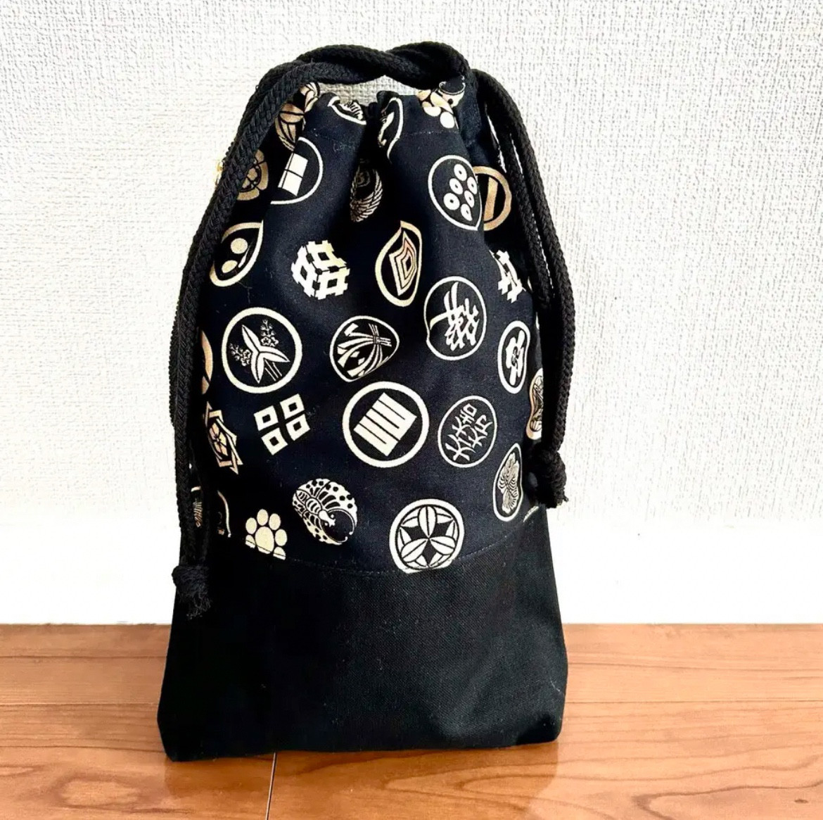 和柄巾着袋 ファスナー付き【武将家紋文様】 巾着袋 和komono