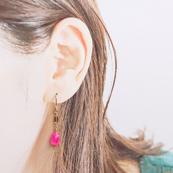 紫紅色粉玉髓【Pink Chalcedony】漂亮單隻耳環 第3張的照片